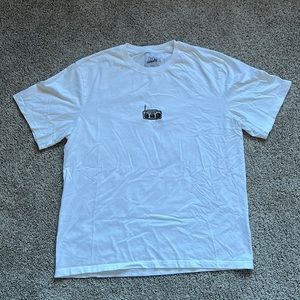 Men's White Short Sleeve Tee with Radio Chest Graphic